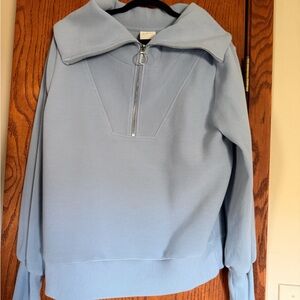 Varley Women’s Light Blue Zip-Up Sweater with Bishop sleeves Size M
